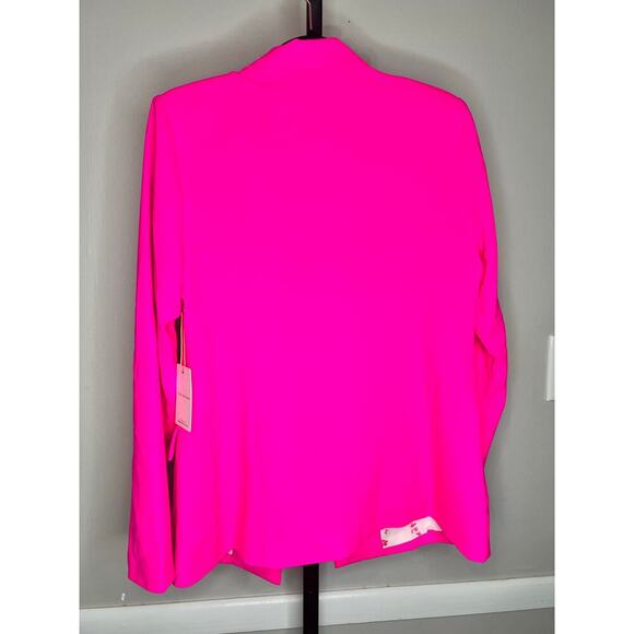 Skies Are Blue Single Breasted Boyfriend Blazer w/ Flap Pocket Ultra Pink M NWT - Picture 7 of 9